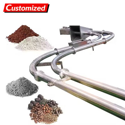 좋은 가격 맞춤 제작 된 완전히 폐쇄 된 파이프 라인 체인 컨베이어 시멘트, 밀가루 및 재 공장 제조업체에 적합한 산업 튜브 컨베이어. 온라인으로